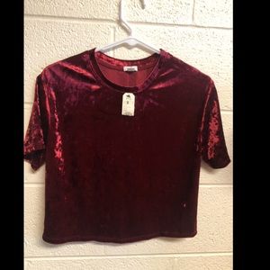 GARAGE VELVET RED CROP TOP. NWT